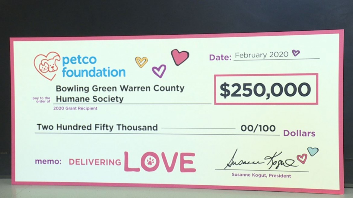 Bowling Green-Warren County Humane Society Receives Hefty Grant on Valentine’s Day
